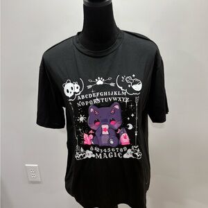 ROMWE Black Cat Alphabet Kids Tee